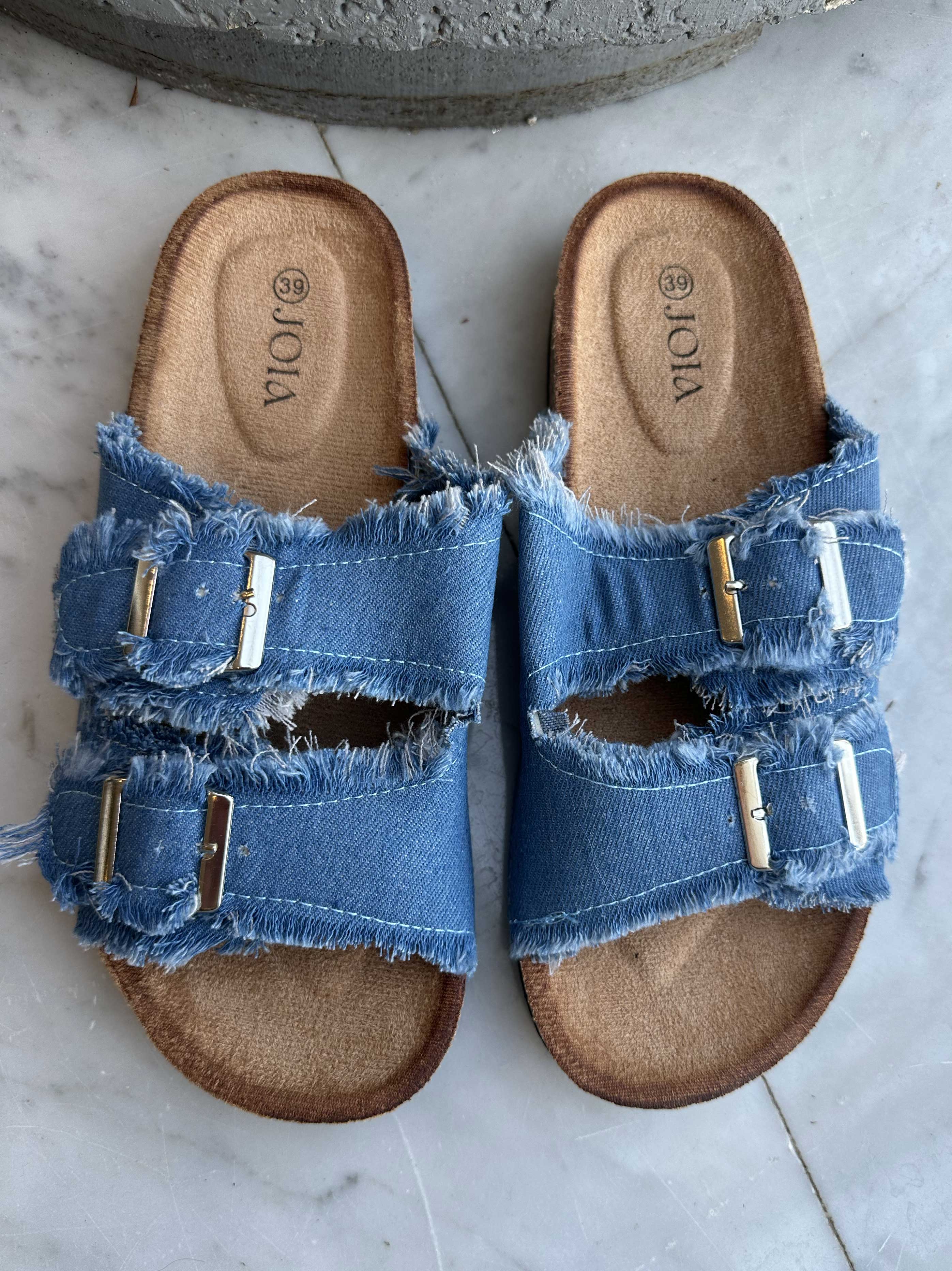 Drea - Söta sandaler i denim med spännen